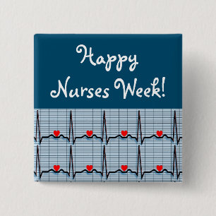 Lycklig Nurses Week EKG Buttons Knapp