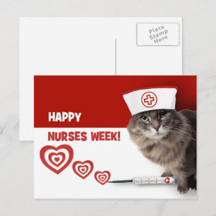 Lycklig Nurses Week. Funny Kattunge Vykort