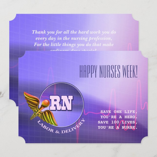 Lycklig Nurses Week. Medicinsk Caduceus Kort (Fram/baksida)