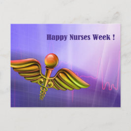 Lycklig Nurses Week. Medicinsk Caduceus Vykort