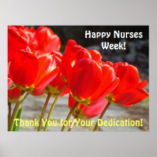 Lycklig Nurses Week poster Red Tulips Tack