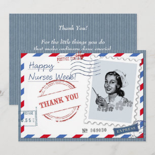 Lycklig Nurses Week. Retro-sjukförsäkringskort för Tack Kort