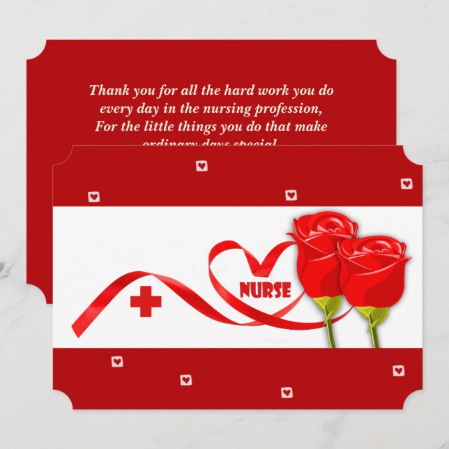 Lycklig Nurses Week. Röd ros Kort (Fram/baksida)