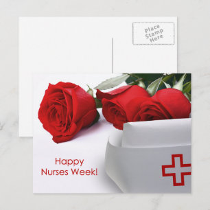 Lycklig Nurses Week. Röd ros och sjukförsäkringska Vykort