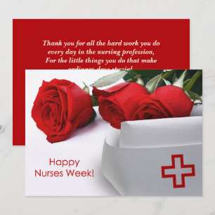 Lycklig Nurses Week. Röd ros och sjukförsäkringsko Inbjudningar