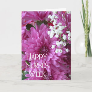 Lycklig Nurses Week-Rosa Chrysanthemums Kort