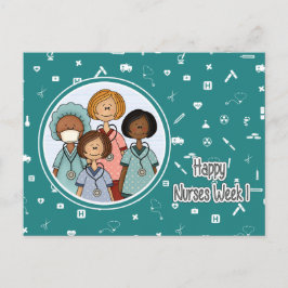 Lycklig Nurses Week. Sjuksköterskegrupp Vykort