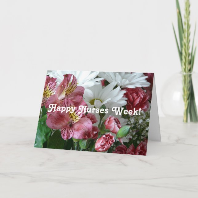 Lycklig Nurses Week!-Söt Blommigt Bouquet Helgkort (Framsida)