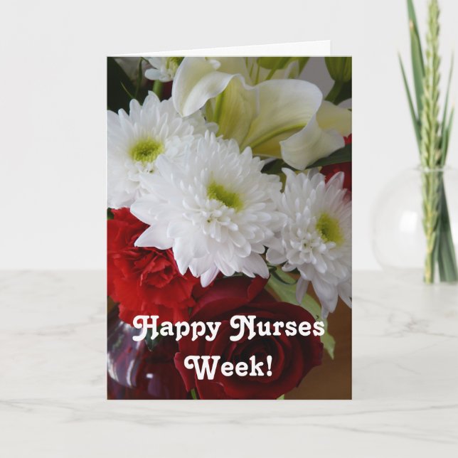 Lycklig Nurses Week!-Söt Blommigt Bouquet Kort (Framsida)