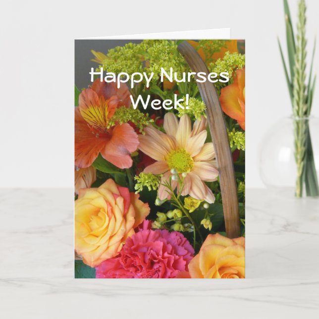 Lycklig Nurses Week!-Söt Blommigt Bouquet Kort (Framsida)