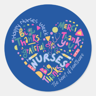 Lycklig Nurses Week Tack Round Sticker Runt Klistermärke
