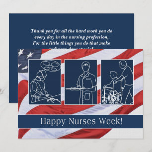 Lycklig Nurses Week. USA Patriotic Anpassningsbar Tack Kort