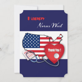 Lycklig Nurses Week. USA Patriotic Card Tack Kort