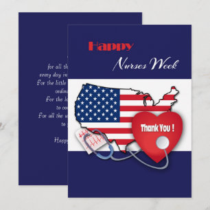 Lycklig Nurses Week. USA Patriotic Card Tack Kort