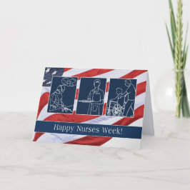 Lycklig Nurses Week. USA Patriotic Card Tack Kort
