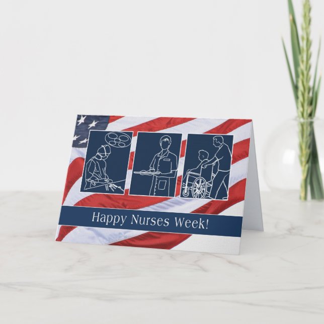 Lycklig Nurses Week. USA Patriotic Card Tack Kort (Framsida)