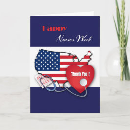 Lycklig Nurses Week. USA Patriotic Kort