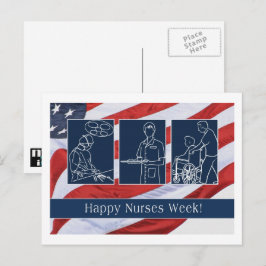 Lycklig Nurses Week. USA Patriotic Vykort