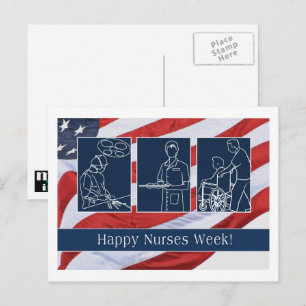 Lycklig Nurses Week. USA Patriotic Vykort