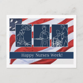 Lycklig Nurses Week. USA Patriotic Vykort