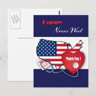 Lycklig Nurses Week. USA Patriotic Vykort