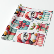 Lycklig Nuvarande penguins Wrapping Papper