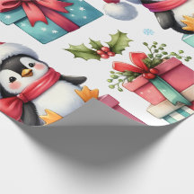 Lycklig Nuvarande penguins Wrapping Papper