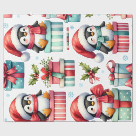 Lycklig Nuvarande penguins Wrapping Papper Presentpapper