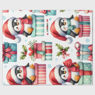 Lycklig Nuvarande penguins Wrapping Papper Presentpapper