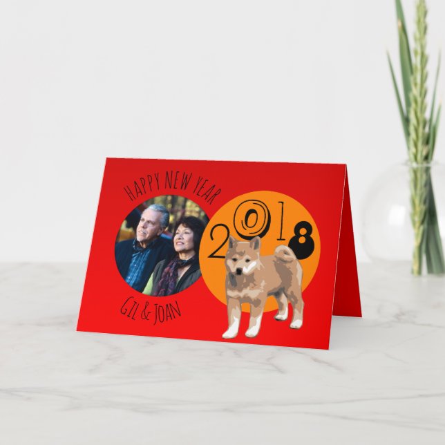 Lycklig Nya Hund Foto ramar inom C Helgkort (Framsida)