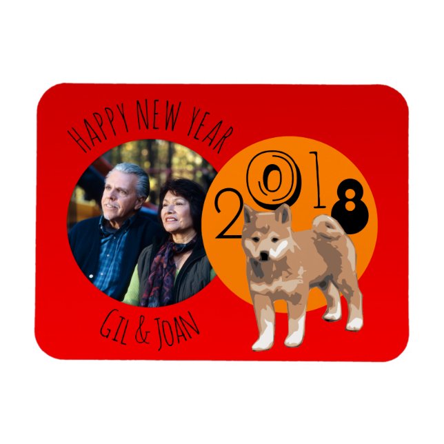Lycklig - nyår 2018 - fotomagnet ram magnet (Horisontell)