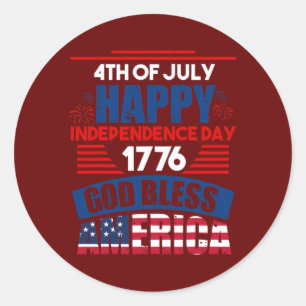 Lycklig oberoende dag 1776 Välsigna dig Amerika Runt Klistermärke
