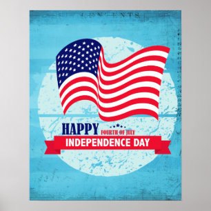 Lycklig oberoende dag Amerikanska Flagga Illustrat Poster