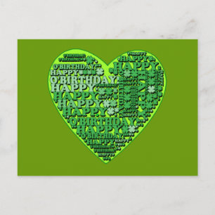 Lycklig O'Birthday med Heart T-tröjor och gåvor Vykort