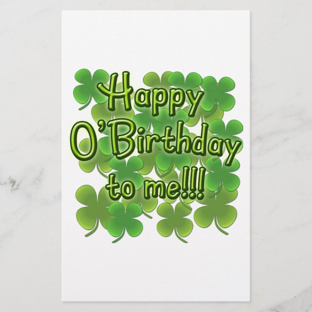 Lycklig O'Birthday till mig med Shamrocks (Framsida)