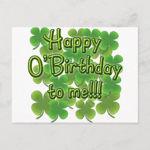 Lycklig O'Birthday till mig med Shamrocks Vykort