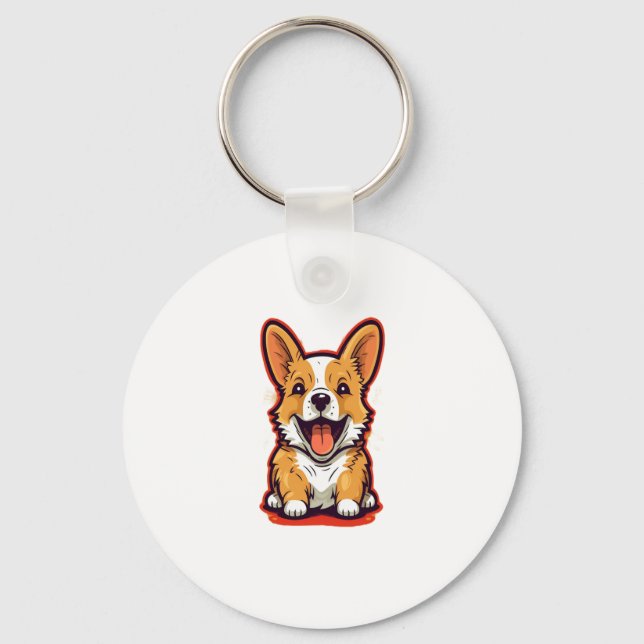 Lycklig och Cute Corgi - Adeant design för Hund Lo Nyckelring (Framsida)