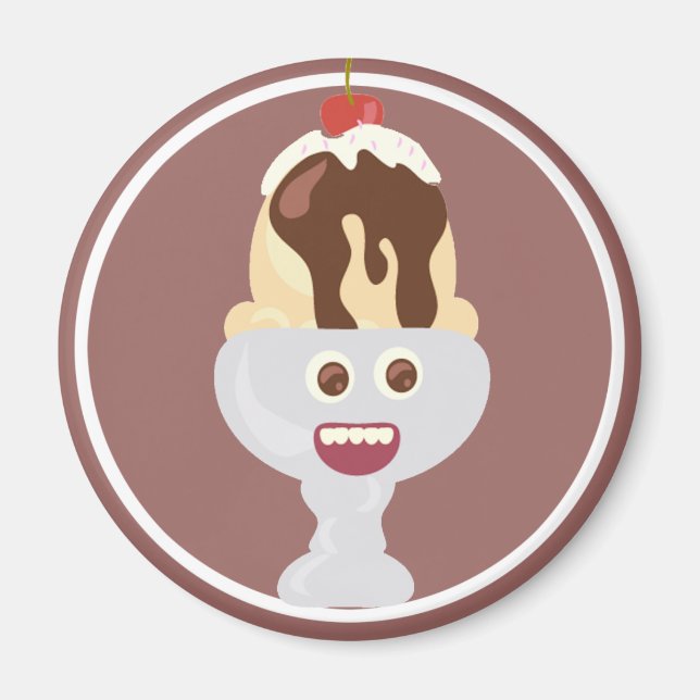 Lycklig och Cute Sundae Pal Magnet (Framsidan)