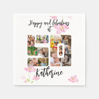 Lycklig och Fabulous 50:e födelsedag multifoto Pappersservett