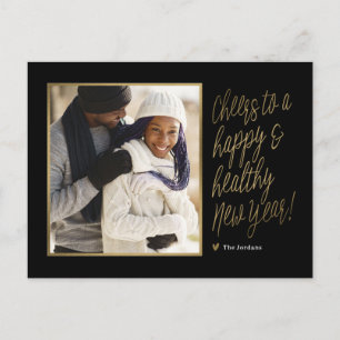 Lycklig och friskt nyårskort för foto helg vykort