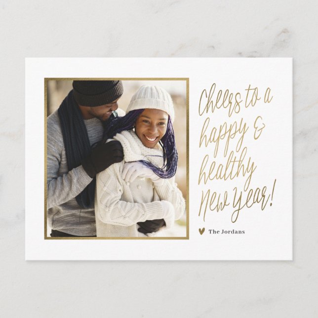 Lycklig och friskt nyårskort för foto helg vykort (Framsida)