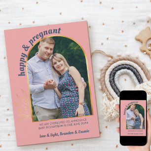 Lycklig och Graviden för gravida Photo Guld Arch Meddelande