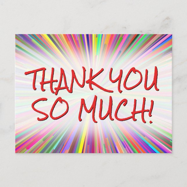 Lycklig och lekfull "TACK SO MUCH!" vykort (Framsida)