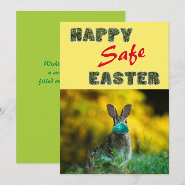 Lycklig och Säkra Påsk | Cute Funny Rabbit with Ma Julkort (Fram/baksida)