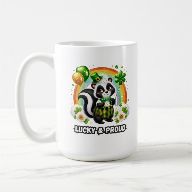 Lycklig och stolt Shamrock Skunk Kaffemugg (Vänster)