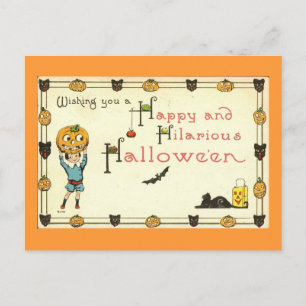 Lycklig och Superskoj Halloween Vintage Vykort