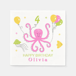 Lycklig Octopus Birthday Pappersservett