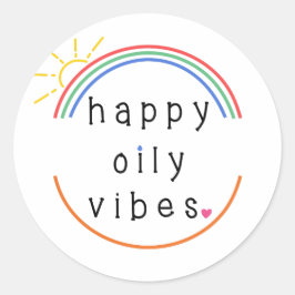 Lycklig Oily Vibes Sticker Runt Klistermärke