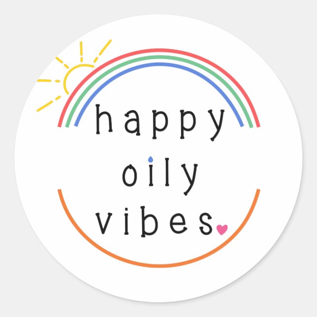 Lycklig Oily Vibes Sticker Runt Klistermärke (Framsida)