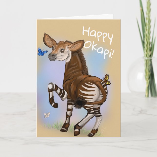 Lycklig Okapi! Kort (Framsida)